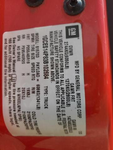 1GCES14P83B102684 - 2003 CHEVROLET SSR 红色 照片 12