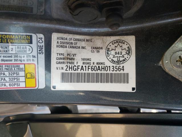 2HGFA1F60AH013564 - 2010 HONDA CIVIC LX-S Մոխրագույն լուսանկար 13