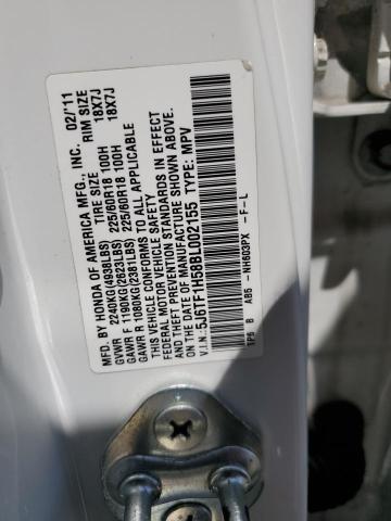 5J6TF1H58BL002155 - 2011 HONDA CROSSTOUR EXL თეთრი ფოტო 13