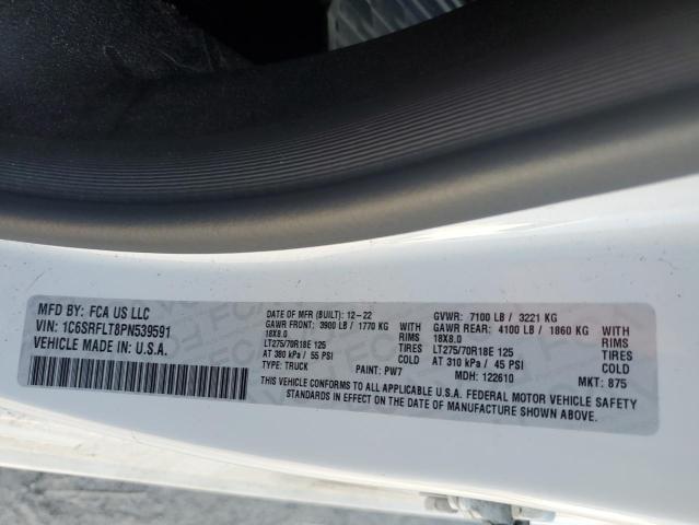 1C6SRFLT8PN539591 - 2023 RAM 1500 REBEL WHITE photo 12