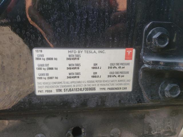 5YJSA1E24LF359606 - 2020 TESLA MODEL S أسود صورة 12