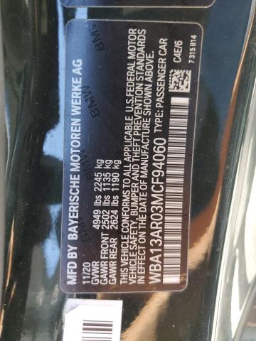 WBA13AR03MCF94060 - 2021 BMW M440XI GREEN photo 12