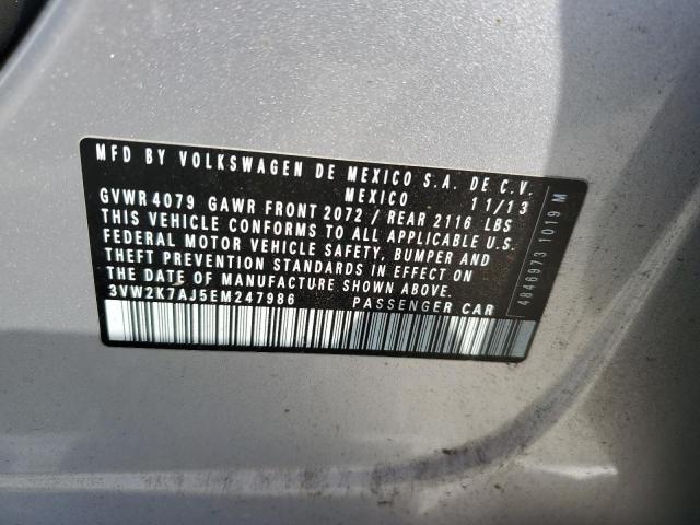 3VW2K7AJ5EM247986 - 2014 VOLKSWAGEN JETTA BASE 银色 照片 12