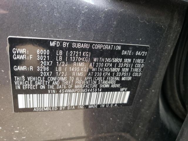 4S4WMAPD5M3445914 - 2021 SUBARU ASCENT LIMITED SILVER photo 13