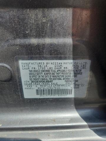 3N1CN7AP2KL800407 - 2019 NISSAN VERSA S GRAY photo 13