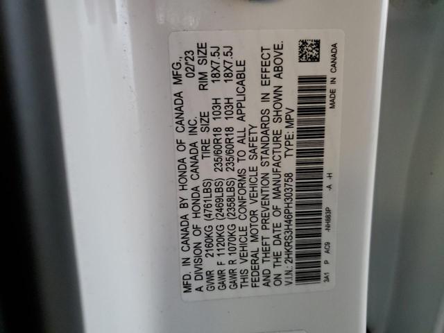 2HKRS3H46PH303758 - 2023 HONDA CR-V EX WHITE photo 14