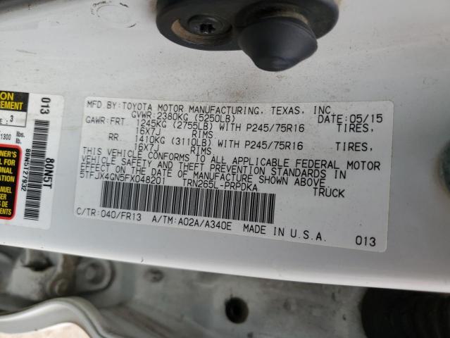 5TFJX4GN5FX048201 - 2015 TOYOTA TACOMA DOUBLE CAB PRERUNNER SILVER photo 13