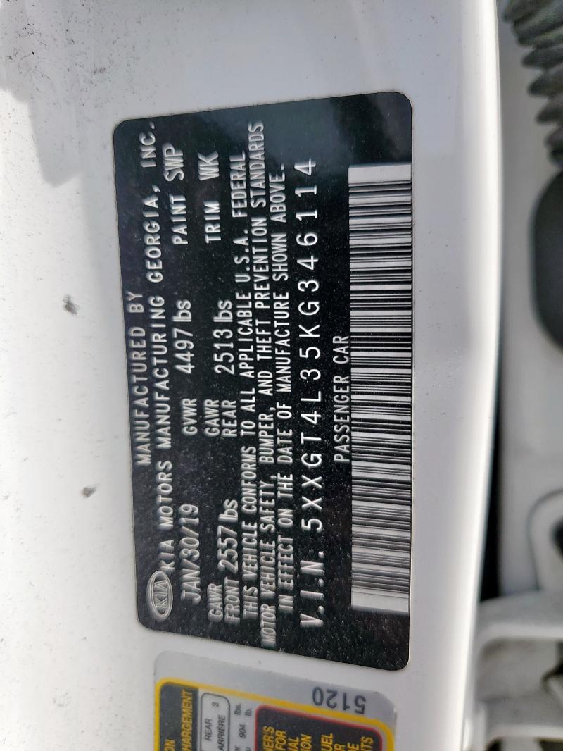 5XXGT4L35KG346114 - 2019 KIA OPTIMA LX WHITE photo 13