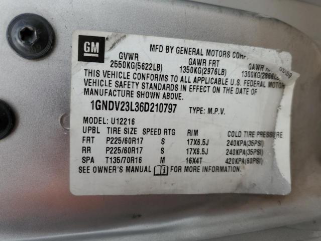 1GNDV23L36D210797 - 2006 CHEVROLET UPLANDER LS 银色 照片 13