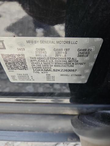 1GKKNMLS2KZ263057 - 2019 GMC ACADIA SLT-1 შავი ფოტო 12