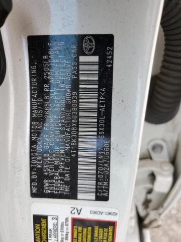 4T1BK3DBXBU380939 - 2011 TOYOTA AVALON BASE WHITE photo 12