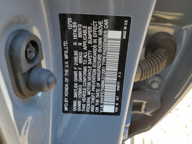 SHHFK7H49MU212051 - 2021 HONDA CIVIC SPORT GRAY photo 13