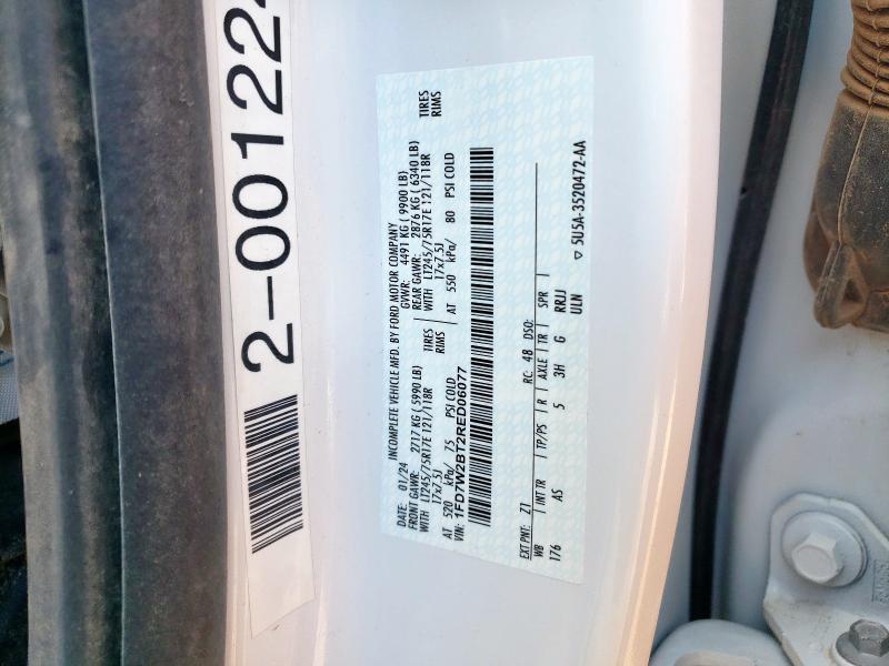 1FD7W2BT2RED06077 - 2024 FORD F250 SUPER DUTY 白色 照片 12