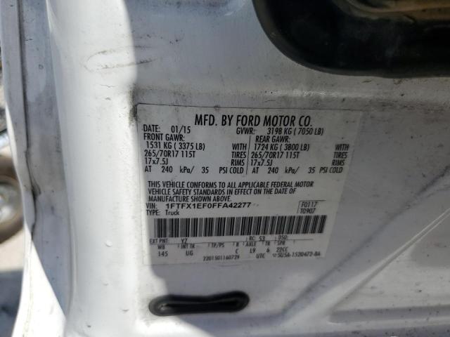 1FTFX1EF0FFA42277 - 2015 FORD F150 SUPER CAB WHITE photo 12