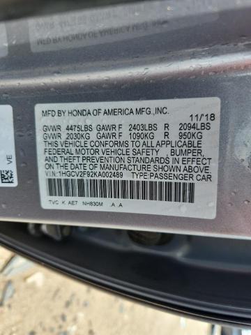 1HGCV2F92KA002489 - 2019 HONDA ACCORD TOURING Gümüş foto 12