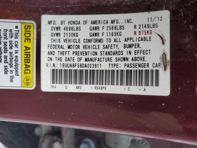 19UUA8F58DA003911 - 2013 ACURA TL TECH BURGUNDY photo 12