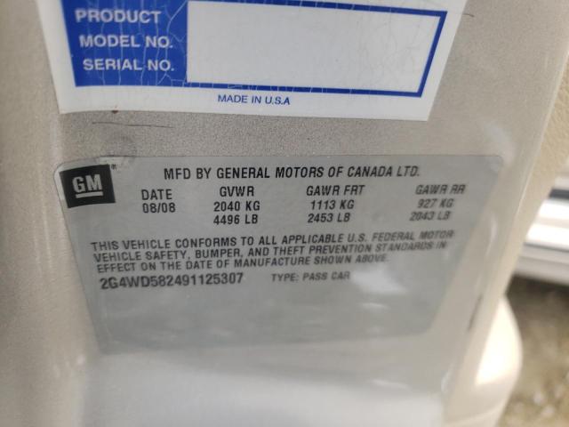 2G4WD582491125307 - 2009 BUICK LACROSSE 1 CXL 米色 照片 12