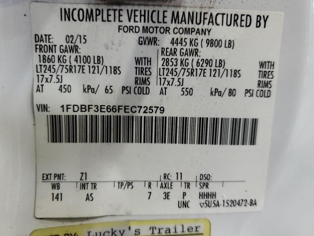 1FDBF3E66FEC72579 - 2015 FORD F350 SUPER DUTY WHITE photo 12