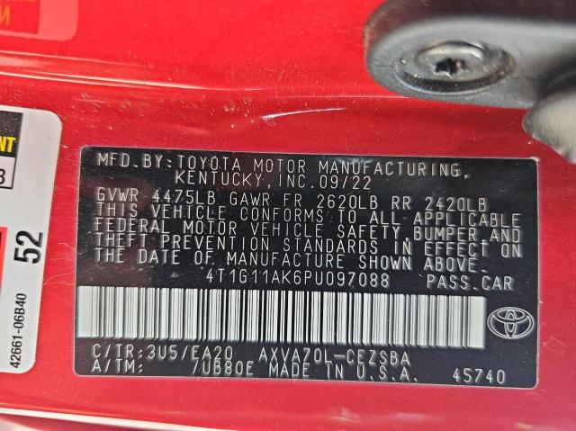 4T1G11AK6PU097088 - 2023 TOYOTA CAMRY SE NIGHT SHADE RED photo 10