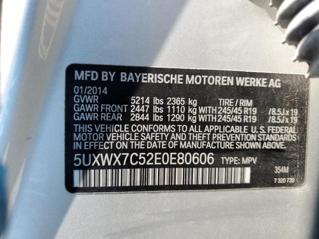 5UXWX7C52E0E80606 - 2014 BMW X3 XDRIVE35I SILVER photo 13