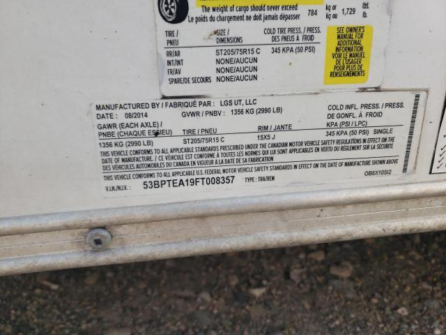 53BPTEA19FT008357 - 2015 TRAIL KING UTILITY 白色 照片 10