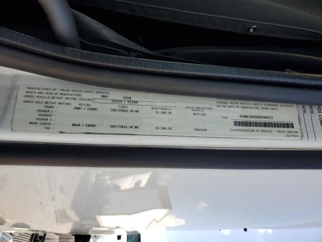 4V4NC9EHXKN196023 - 2019 VOLVO VN VNL WHITE photo 10