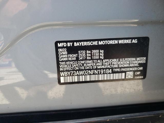 WBY73AW02NFN19184 - 2022 BMW I4 EDRIVE 40 GRAY photo 13