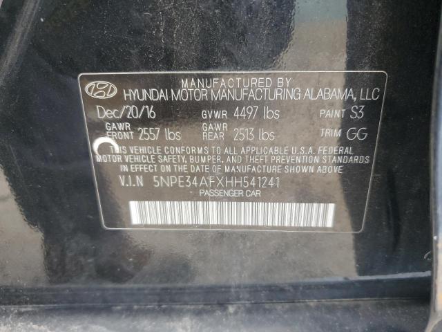 5NPE34AFXHH541241 - 2017 HYUNDAI SONATA SPORT შავი ფოტო 12