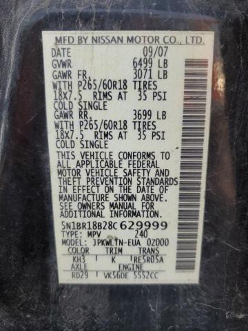 5N1BR18B28C629999 - 2008 NISSAN PATHFINDER LE 黑色 照片 13