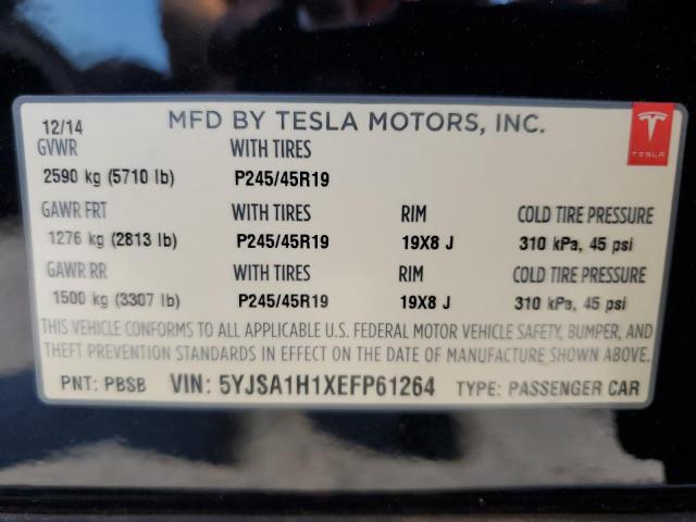 5YJSA1H1XEFP61264 - 2014 TESLA MODEL S 黑色 照片 12