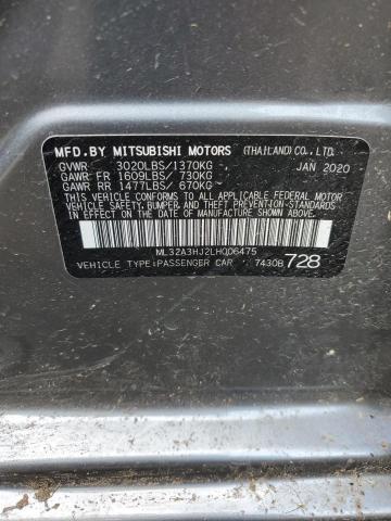 ML32A3HJ2LH006475 - 2020 MITSUBISHI MIRAGE ES GRAY photo 12