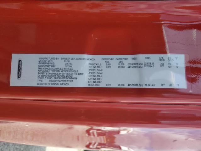 3AKGHHDRXKSKB6558 - 2019 FREIGHTLINER CASCADIA 126 RED photo 10