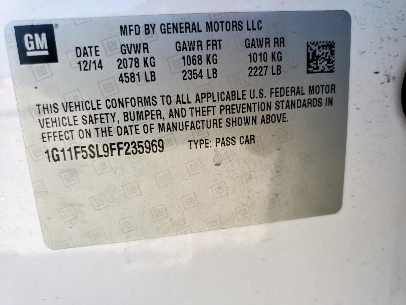 1G11F5SL9FF235969 - 2015 CHEVROLET MALIBU LTZ WHITE photo 12