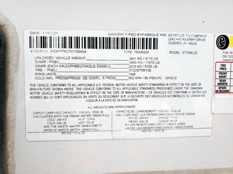 4YDFSTM27N1530854 - 2022 KEYSTONE SPRINTER WHITE photo 8