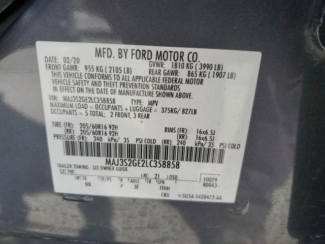 MAJ3S2GE2LC358858 - 2020 FORD ECOSPORT SE Gri fotoğraf 12