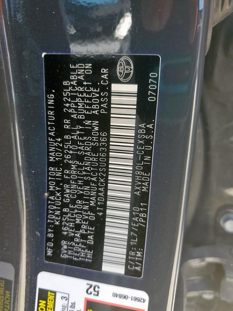 4T1DAACK2SU063366 - 2025 TOYOTA CAMRY XSE 灰色 照片 12