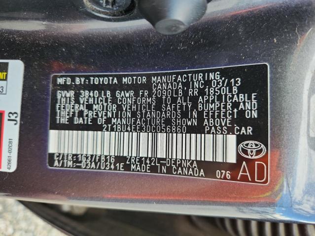 2T1BU4EE3DC056860 - 2013 TOYOTA COROLLA BASE Boz foto 12