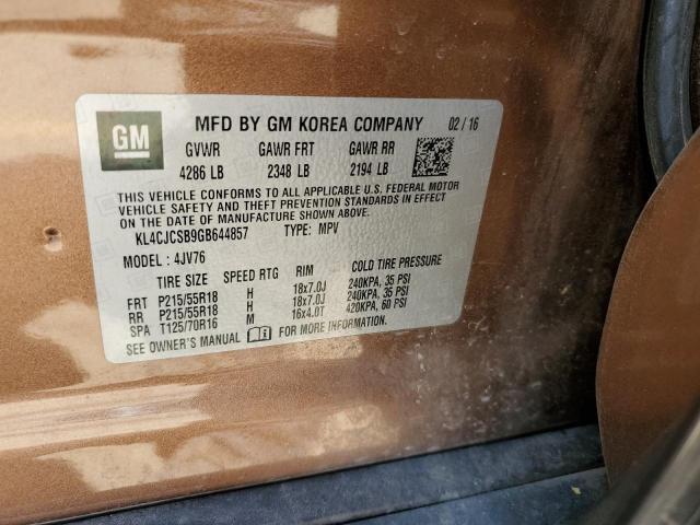 KL4CJCSB9GB644857 - 2016 BUICK ENCORE GOLD photo 13