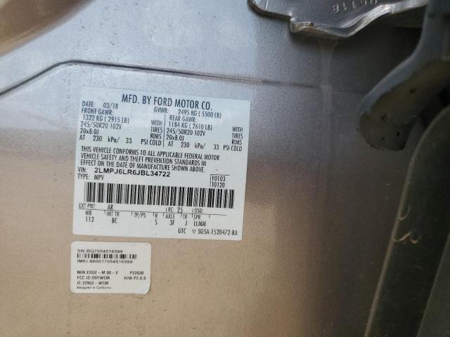 2LMPJ6LR6JBL34722 - 2018 LINCOLN MKX RESERVE Արծաթագույն լուսանկար 12