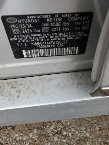 KMHEC4A4XFA138357 - 2015 HYUNDAI SONATA HYBRID SILVER photo 13