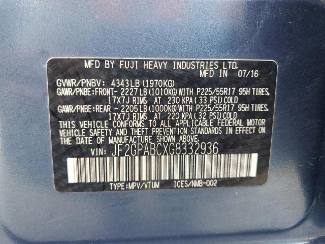 JF2GPABCXG8332936 - 2016 SUBARU CROSSTREK PREMIUM 蓝色 照片 14