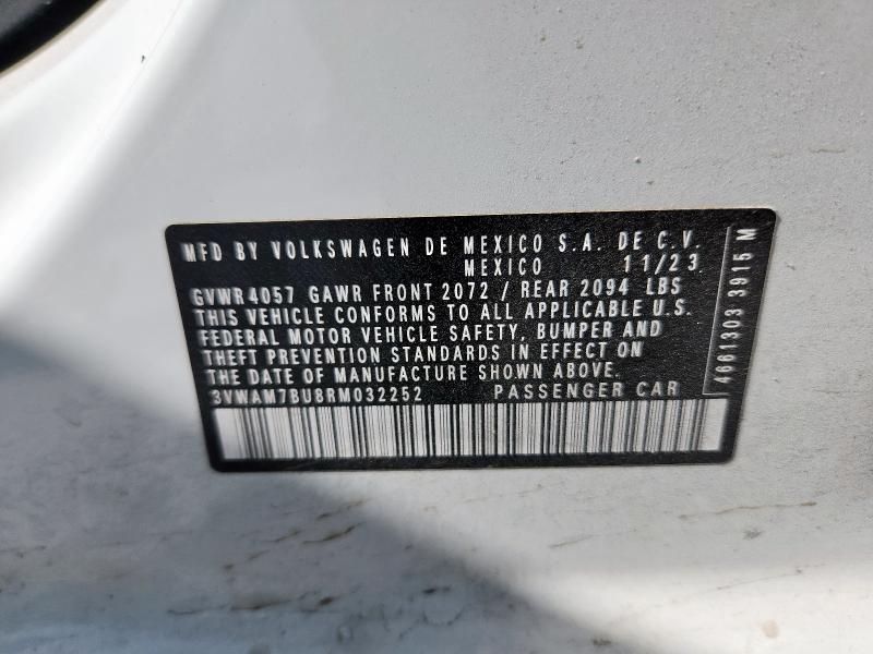 3VWAM7BU8RM032252 - 2024 VOLKSWAGEN JETTA SPORT WHITE photo 12