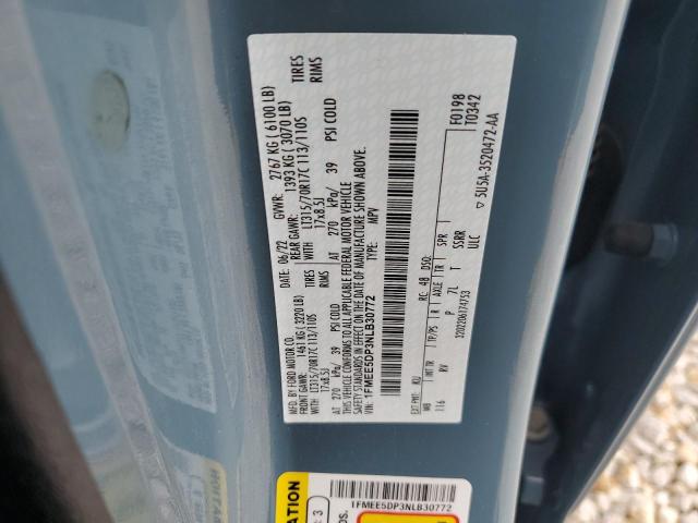 1FMEE5DP3NLB30772 - 2022 FORD BRONCO BASE BLUE photo 13