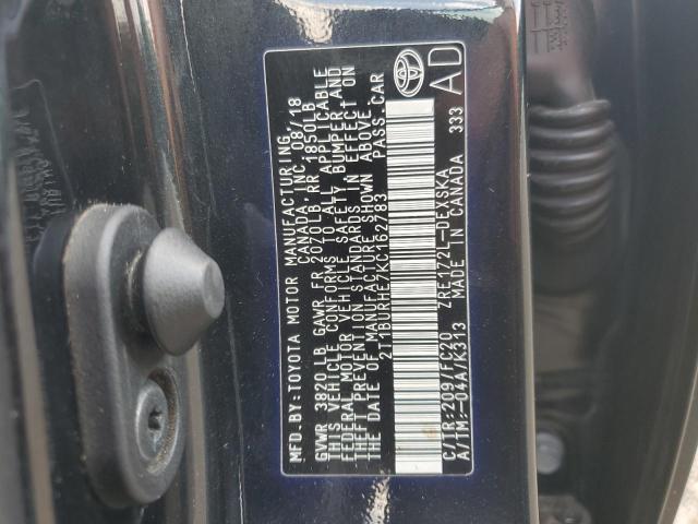 2T1BURHE7KC162783 - 2019 TOYOTA COROLLA L 黑色 照片 13