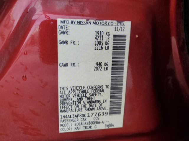 1N4AL3AP8DC177639 - 2013 NISSAN ALTIMA 2.5 栗色 照片 12