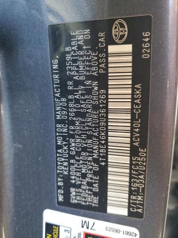 4T1BE46K09U361269 - 2009 TOYOTA CAMRY BASE 灰色 照片 12