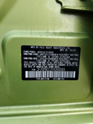 JF2GPBCC2FH260049 - 2015 SUBARU XV CROSSTR 2.0I HYBRID GREEN photo 12