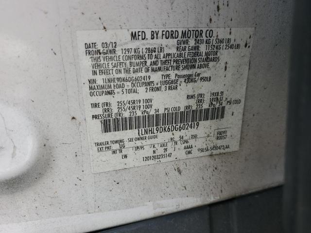 1LNHL9DK6DG602419 - 2013 LINCOLN MKS WHITE photo 12