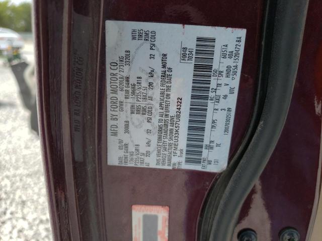 1FMEU33K57UB24322 - 2007 FORD EXPLORER S LIMITED MAROON photo 12