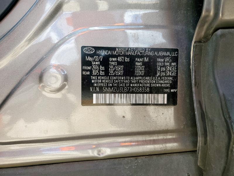 5NMZU3LB7JH058358 - 2018 HYUNDAI SANTA FE S 灰色 照片 12